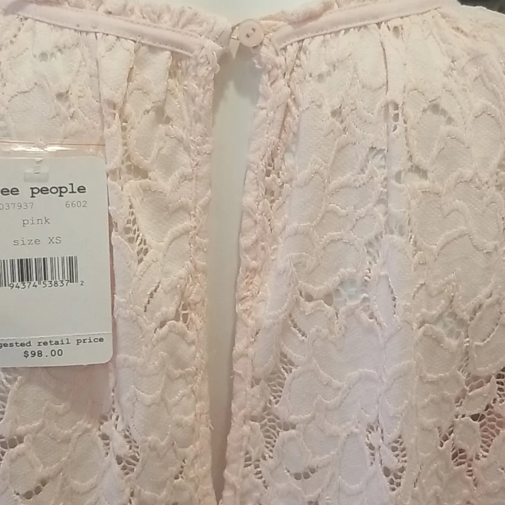 Free People Olivia Balloon Sleeve Lace Blouse
